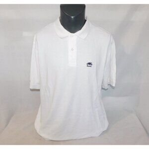 Roots Canada Mens 2XL White Pique Polo Shirt Blue Beaver - NWOT-
